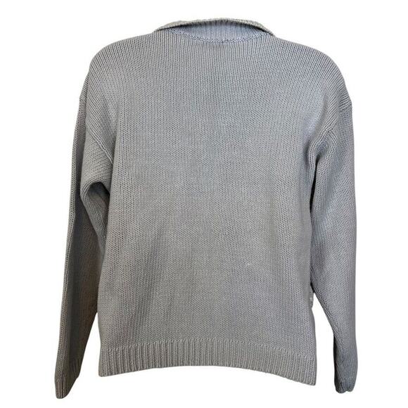 Shenanigans Womens Pastel Blue Vintage Embroidered Cable Knit Chunky Sweater M - Picture 14 of 16